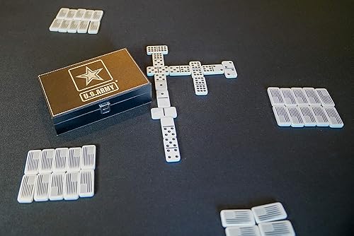 Miniatura 6 de Juego de dominó doble nueve del ejército de los Estados Unidos en caja de cuero para familias y niños a partir de 8 años - Juega a pie de pollo,