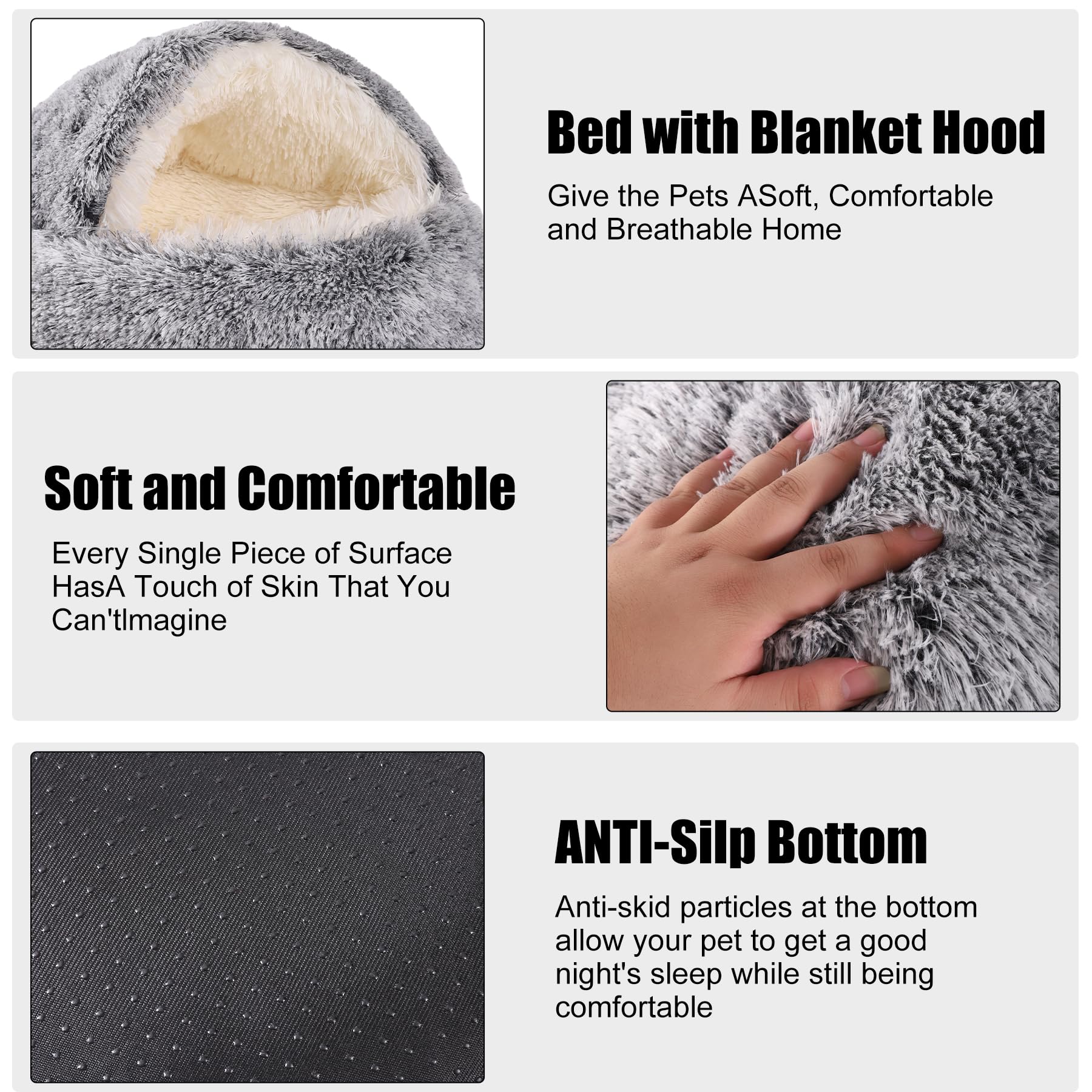 اتش واي كيو سرير كلاب صغير للقطط في الاماكن المغلقة قابل للغسل ومضاد للانزلاق، سرير مهدئ للكلاب مع غطاء بغطاء للراس، سرير كلب قابل للازالة مع غطاء للحيوانات الاليفة الصغيرة والمتوسطة