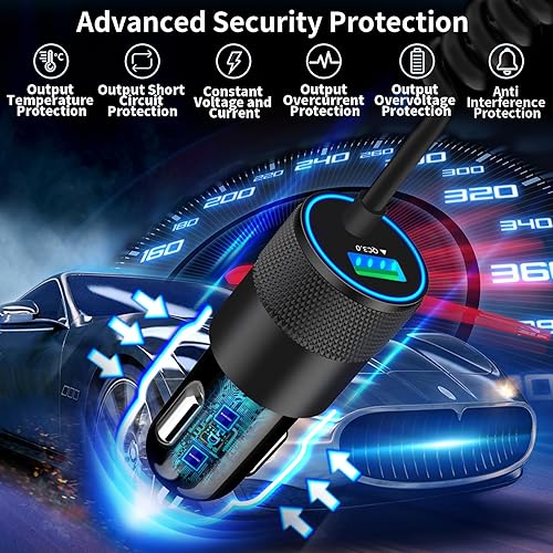 Miniatura 4 de Apple MFi Certified iPhone Car Charger Fast Charging, Braveridge 4.8A USB Power Cigarette Lighter Car Carplay Charger Adapter with 6FT Coiled