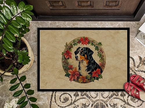 Miniatura 3 de Caroline's Treasures DAC2306MAT Appenzeller Sennenhund Christmas Flowers Doormat Front Door Mat Indoor Outdoor Rugs for Entryway, Non Slip Washable