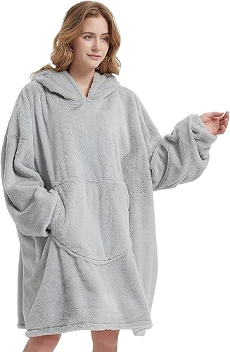 Miniatura 7 de Softan Manta con capucha, manta de gran tamaño para adultos, mujeres y hombres, sudadera con capucha súper cálida y suave, sudadera de piel