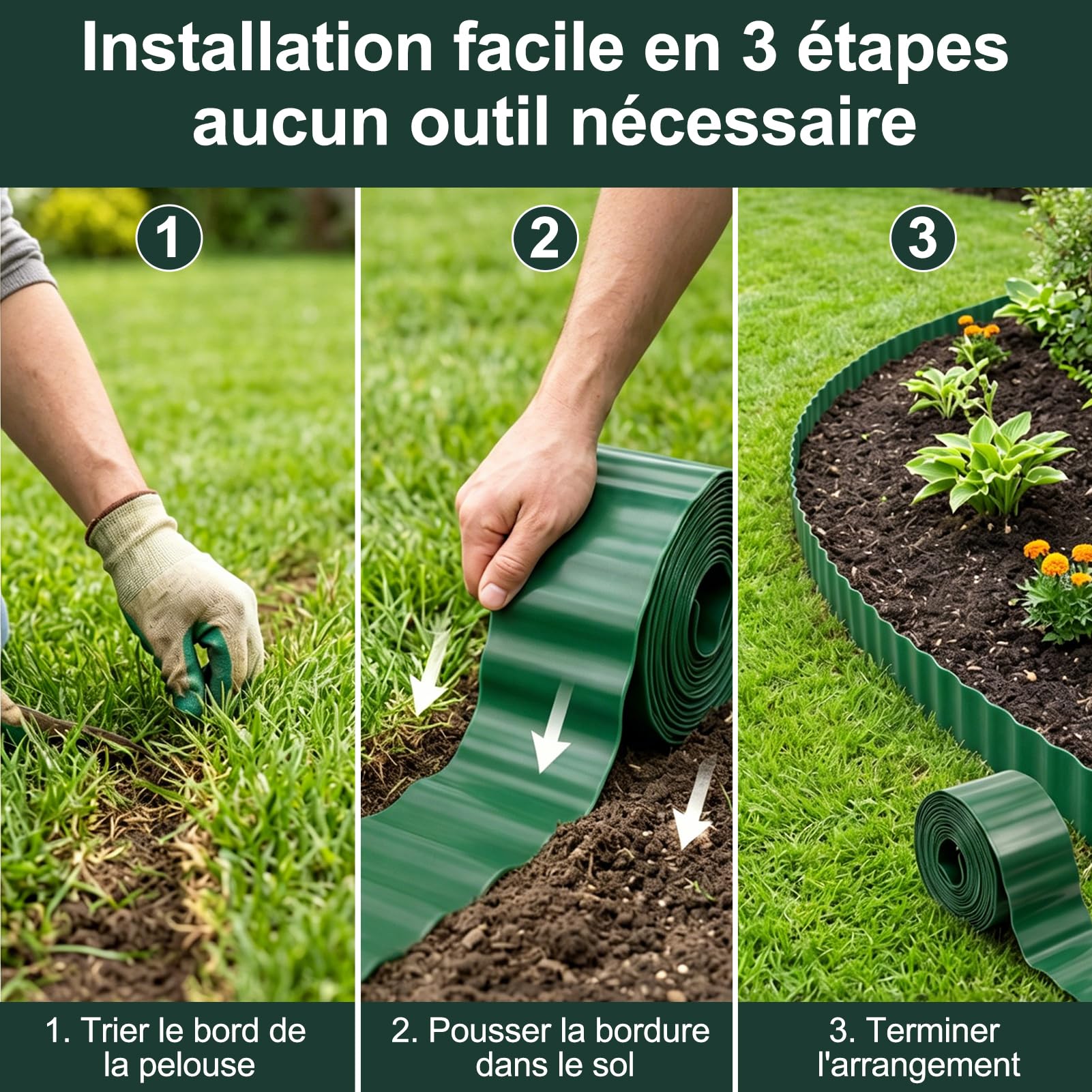 Garde-Corps en Plastique pour Jardin, Horticulture, clôture de Prairie, Bordure de Parterre de Fleurs Bordure de Bord d'arrosage, Bordure de Massif de Fleurs, Clôture de Jardin, 30CM*9M (40M)