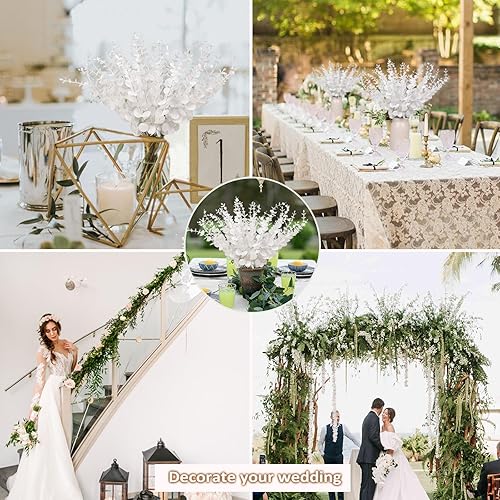 Miniatura 4 de Tallos de eucalipto artificiales, 36 piezas de hojas de eucalipto de 15 pulgadas, ramas de eucalipto falsas, hiedra sintética, tallo de eucalipto