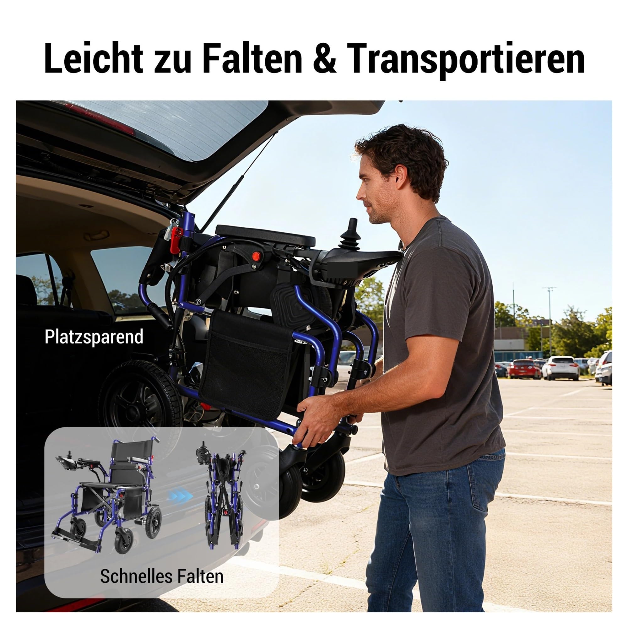 Carga Máxima Hasta 150 KG, Silla De Ruedas Eléctrica Plegable, Motor 500 W, Batería Litio 13 Ah, Alcance 24 Km, Fácil Plegar Y Transportar Movilidad Cómoda Fluida