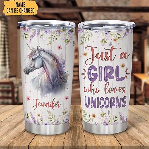 Miniatura 2 de Hyturtle Regalos personalizados para los amantes de los unicornios, vaso de acero inoxidable con nombre personalizado de 20 onzas con tapa, idea de