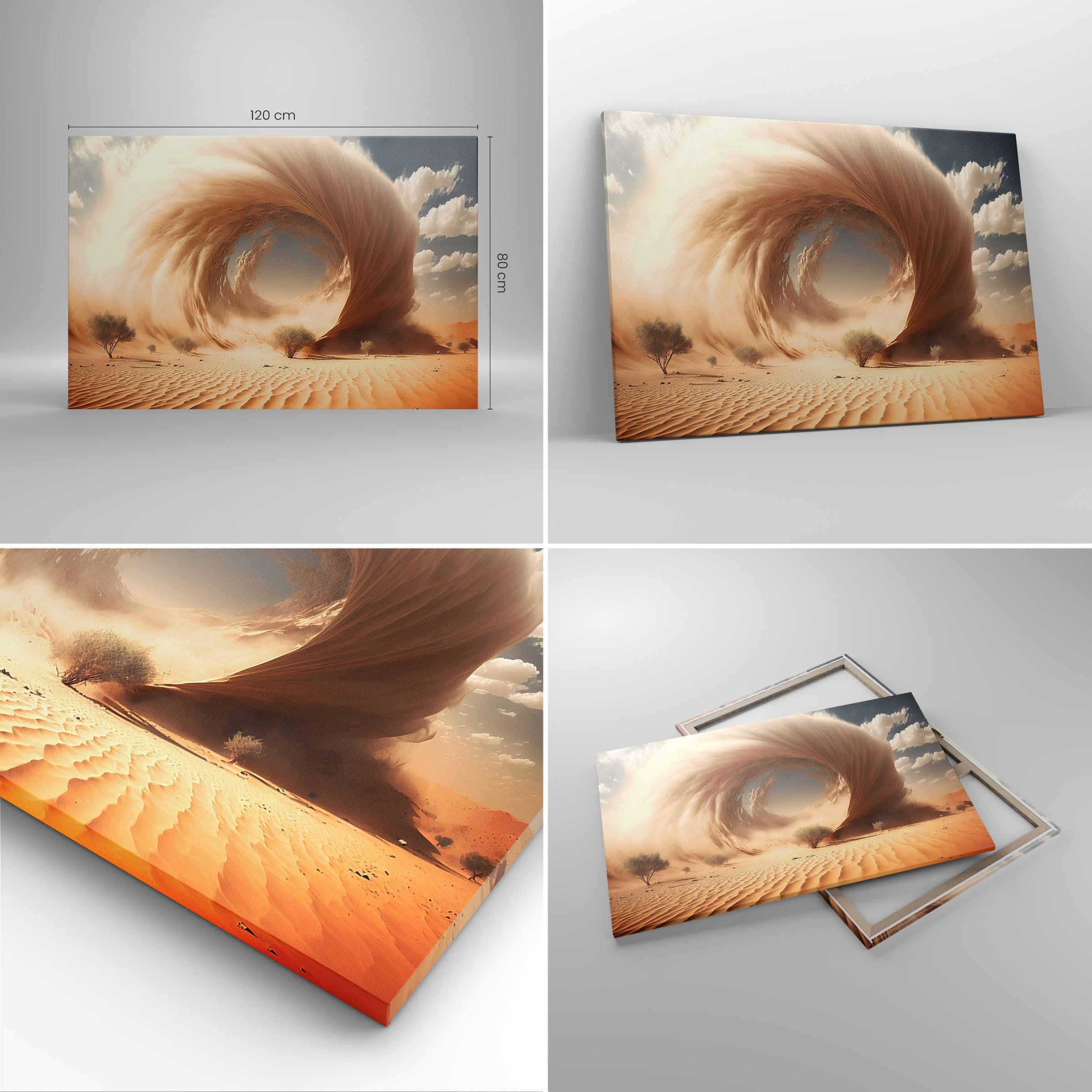 ARTTOR Bilder auf Leinwand 120x80cm Wandbild Landschaften - 5710 | Sand Wüste UND Groß XXL Wanddekoration Wohnzimmer Schlafzimmer Küche Wanddeko Wand Kunstdruck Wandkunst Wall Decor ARTTOR