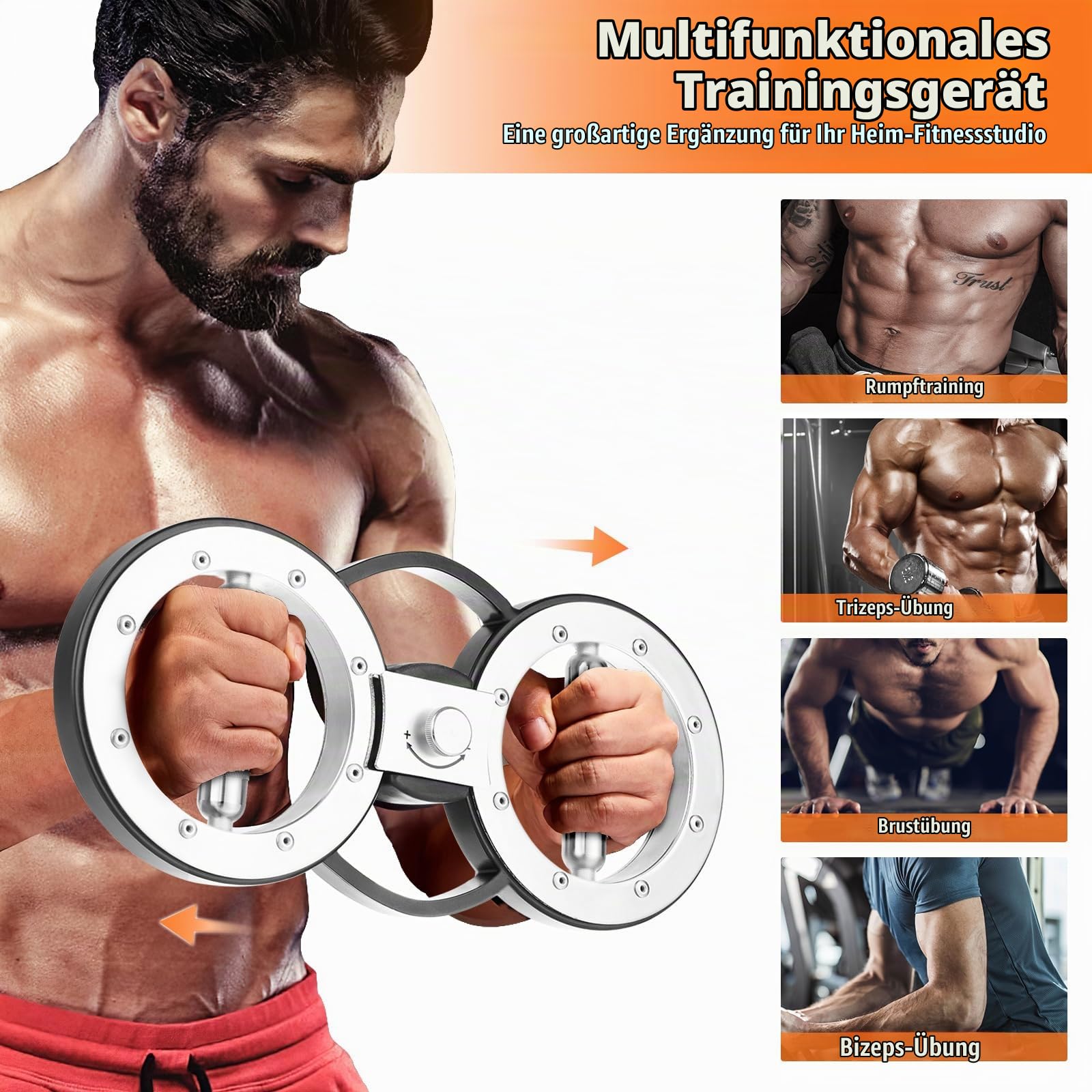 KOMFOTTEU 5,4 kg Unterarmtrainer mit verstellbarem Widerstand & 360 Grad drehbaren Griffen, Armtrainingsgerät mit rutschfestem Griff & Bändern, Armtrainer Griffkrafttrainer für Zuhause, Workouts