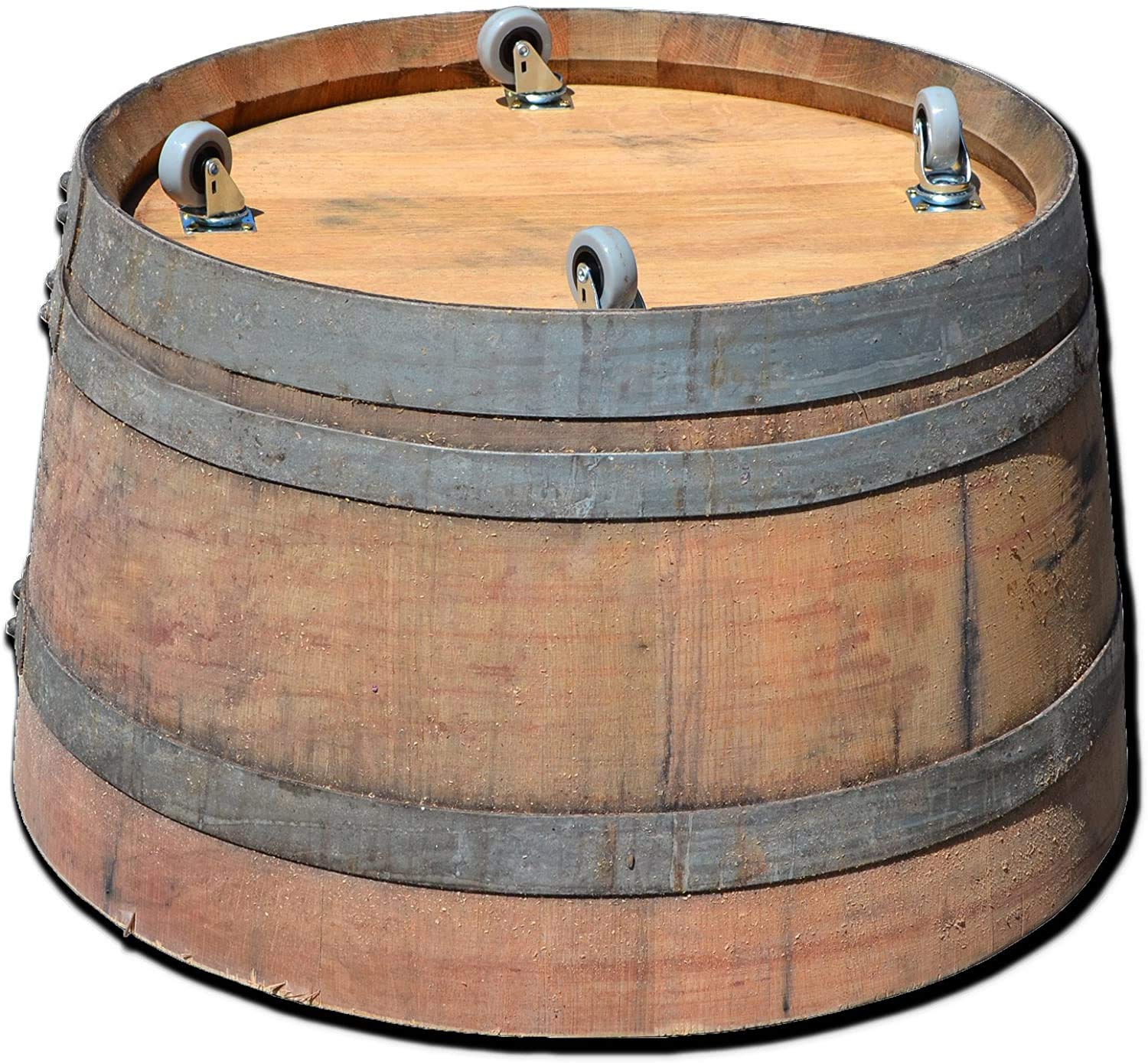 Temesso Blumentopf, Blumenkübel, Holzfass als Pflanzkübel, Weinfass halbiert mit Rollen D70cm H40cm; Original Fass