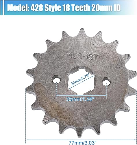 Miniatura 3 de X AUTOHAUX 1 juego de 428 estilo 18 dientes 0.787 in ID motocicleta piñón delantero motor apto para motocicleta 50cc 70cc 110cc 125cc motocicleta