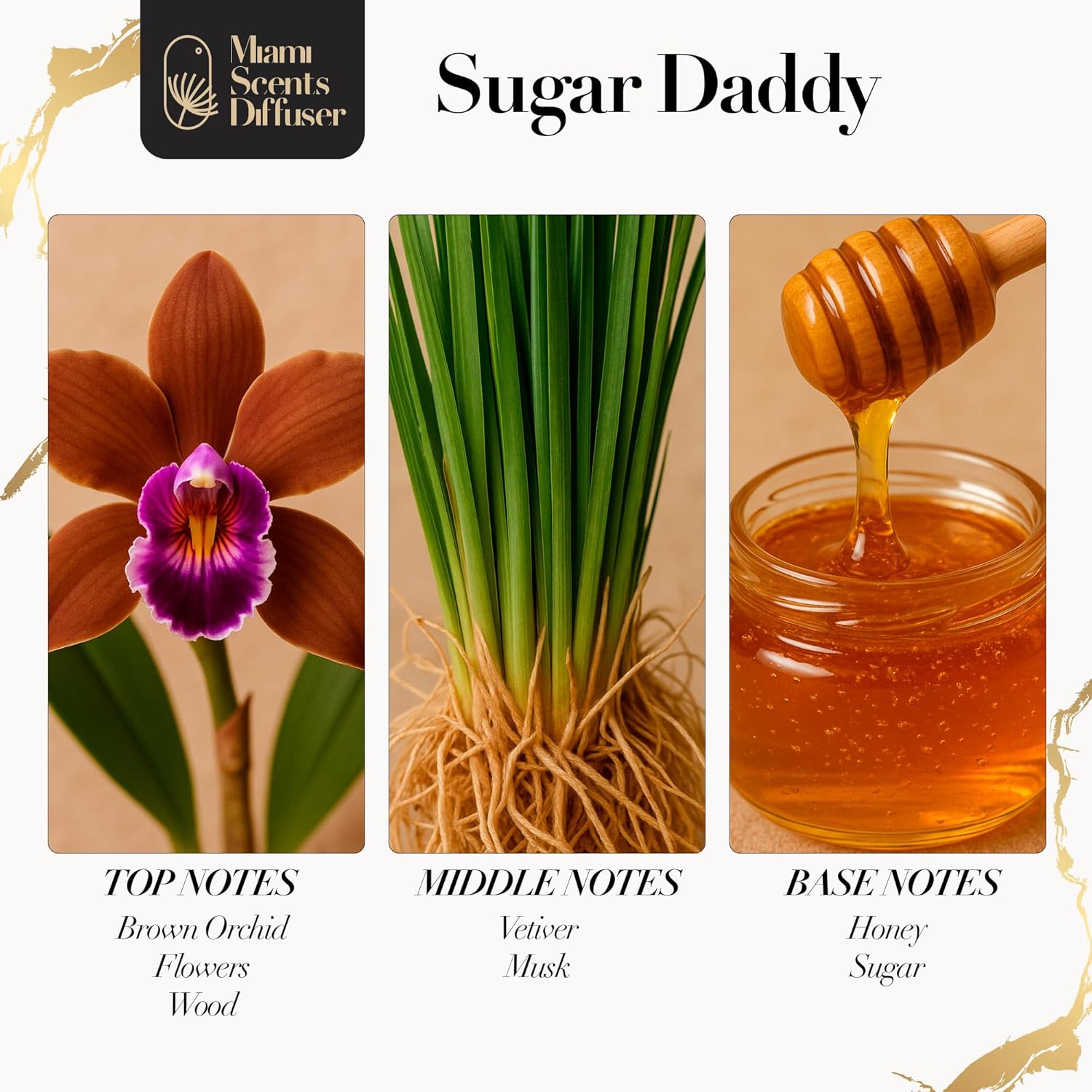 Sugar Select Essential Oil Refill Luxury Hotel Inspired, Long Lasting Aroma for Home & Office Diffuser, 120 ml Fresh Blend of Brown Orchid Flower, Vetiver, Honey - Scent for Spa Wellness Aromatherapy. - Image 2