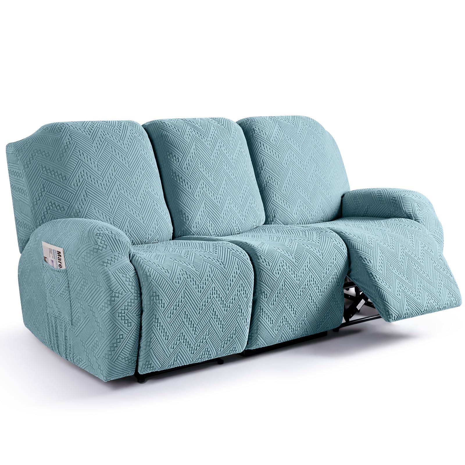 Ruaozz Recliner Couch Covers, Soft Stretch Sofa Slipcover, Light Blue