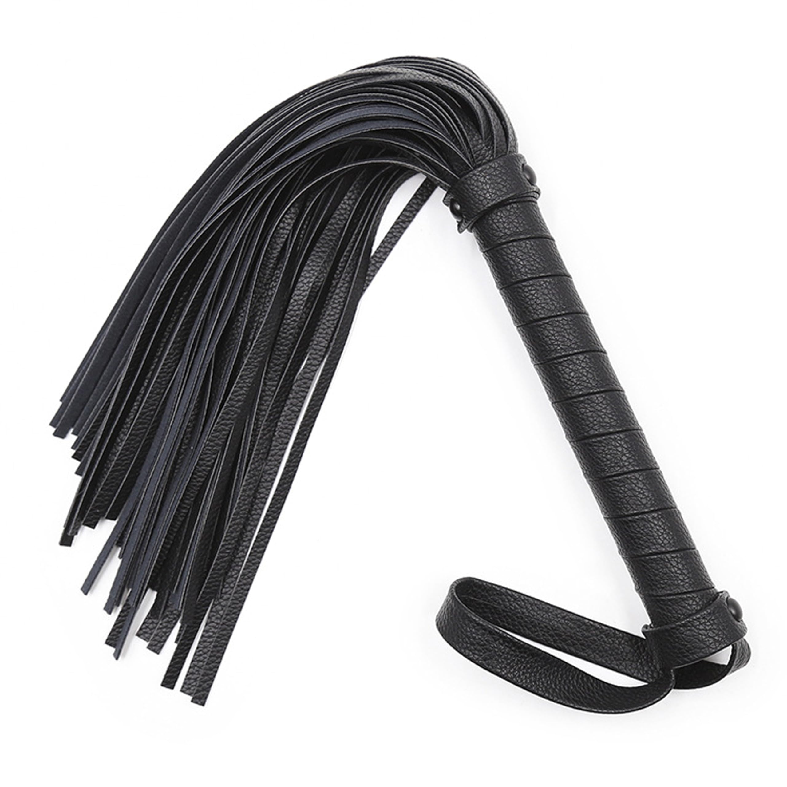 Fouet D'équitation En Cuir PU Noir Frangé – 42 Cm, Poignée Antidérapante, Pour Dressage, Randonnée Et Entraînement Quotidien