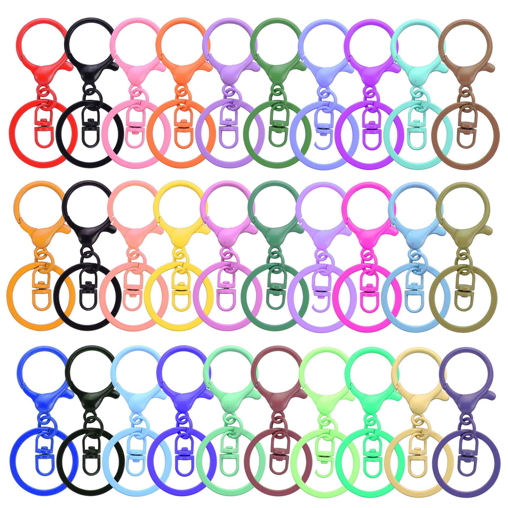 Fermoirs mousquetons pour porte-clés et bijoux DIY, lot de 30 attaches en métal coloré 30mm