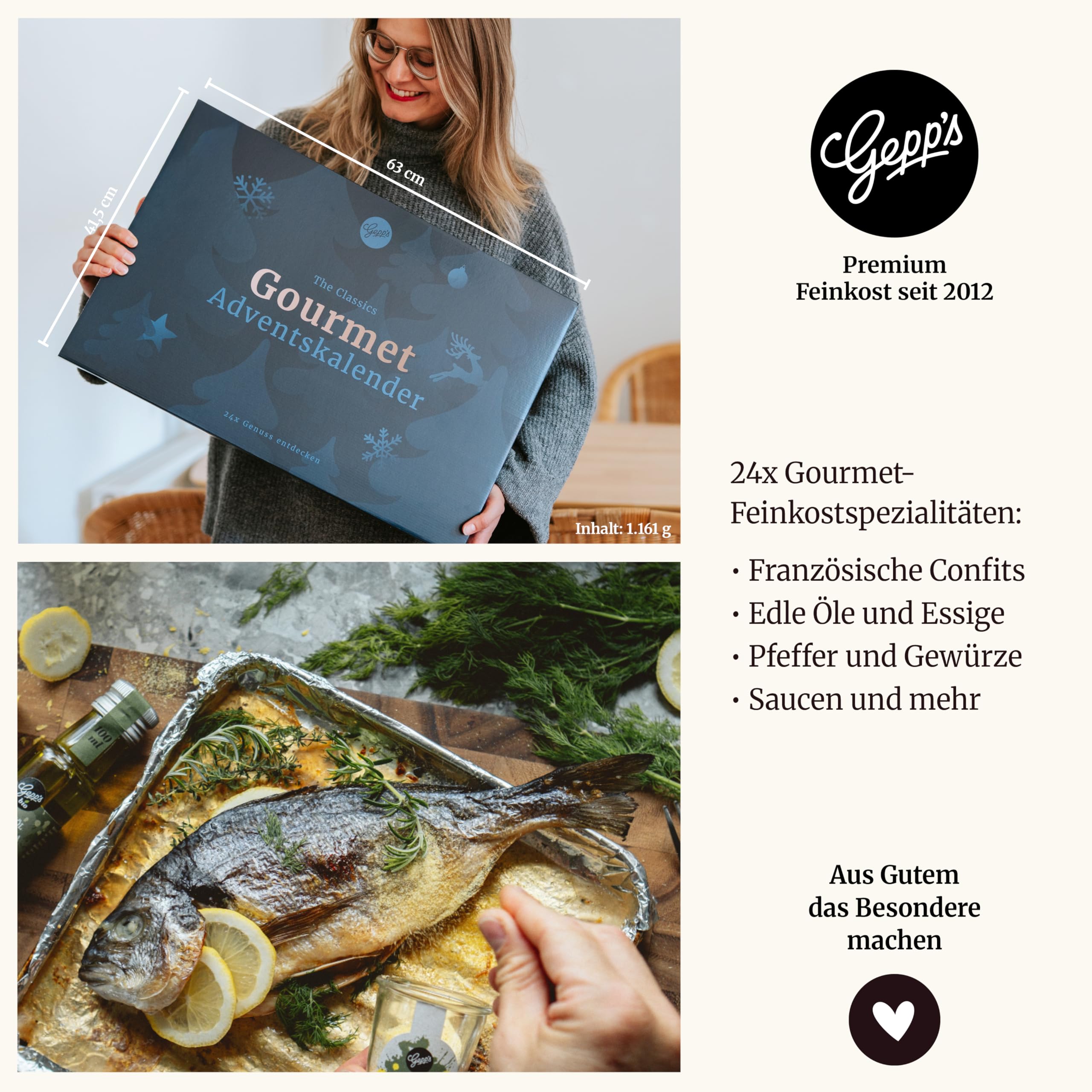 Gepp's Premium Adventskalender für Feinschmecker I 24 ausgefallene Gewürze, Dips & französische Konfitüren sowie Öl & Essig Spezialitäten I Kulinarischer Weihnachtskalender für Männer & Frauen