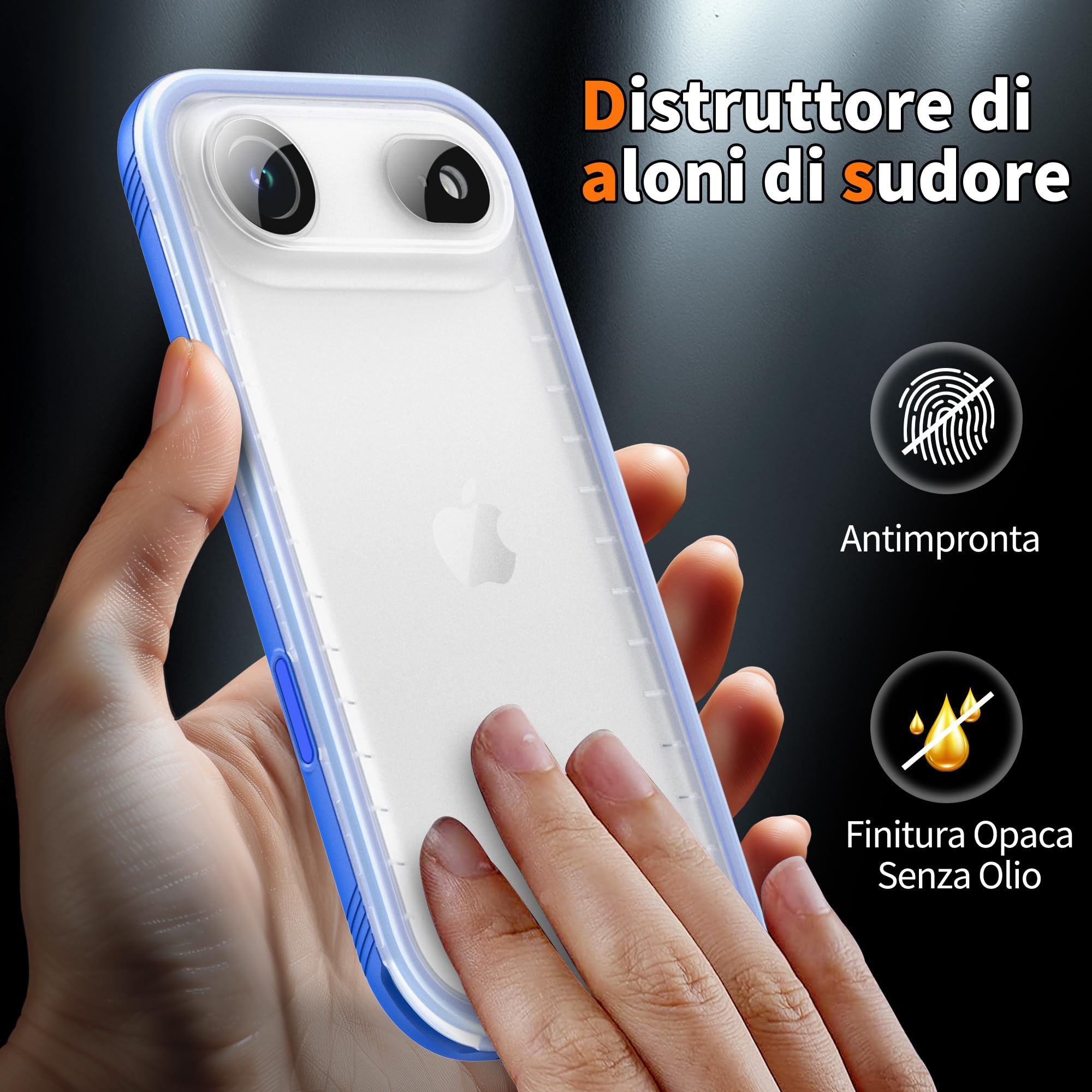 Cozycase Cover TOP 360 Antiurto IP68 Impermeabile Per iPhone Air | Indistruttibile Rugged Militare, Subacquea Waterproof Anti Urto Resistente Antipolvere, Custodia Integrale Doppia Case. Blu