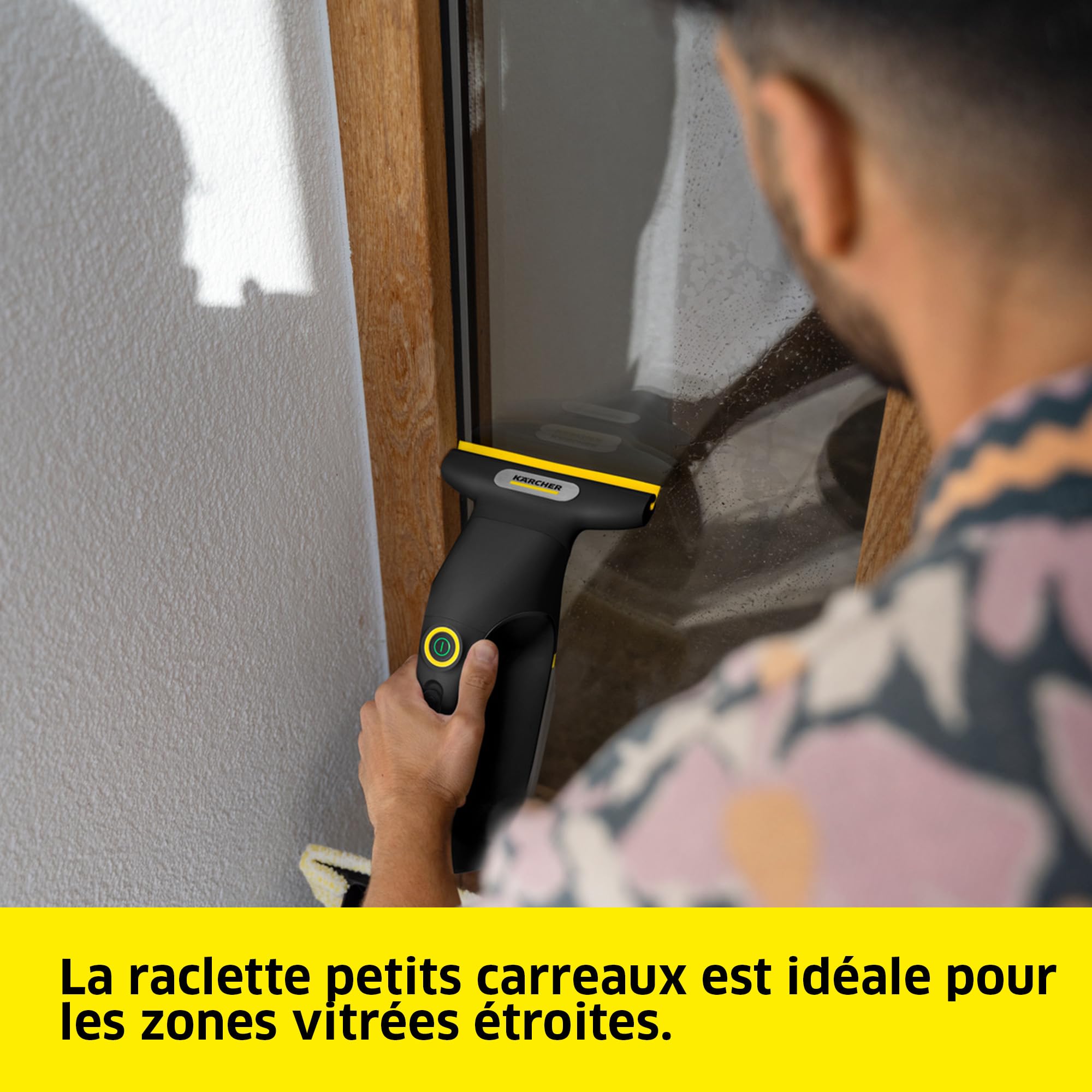 Kärcher nettoyeur de vitres sans fil WV 3 Comfort Precision+ Black, autonomie : 35 min, réservoir XXL : 200 ml, 2 buses d’aspiration, pulvérisateur, crochet de douche, nettoyant pour vitres 500 ml