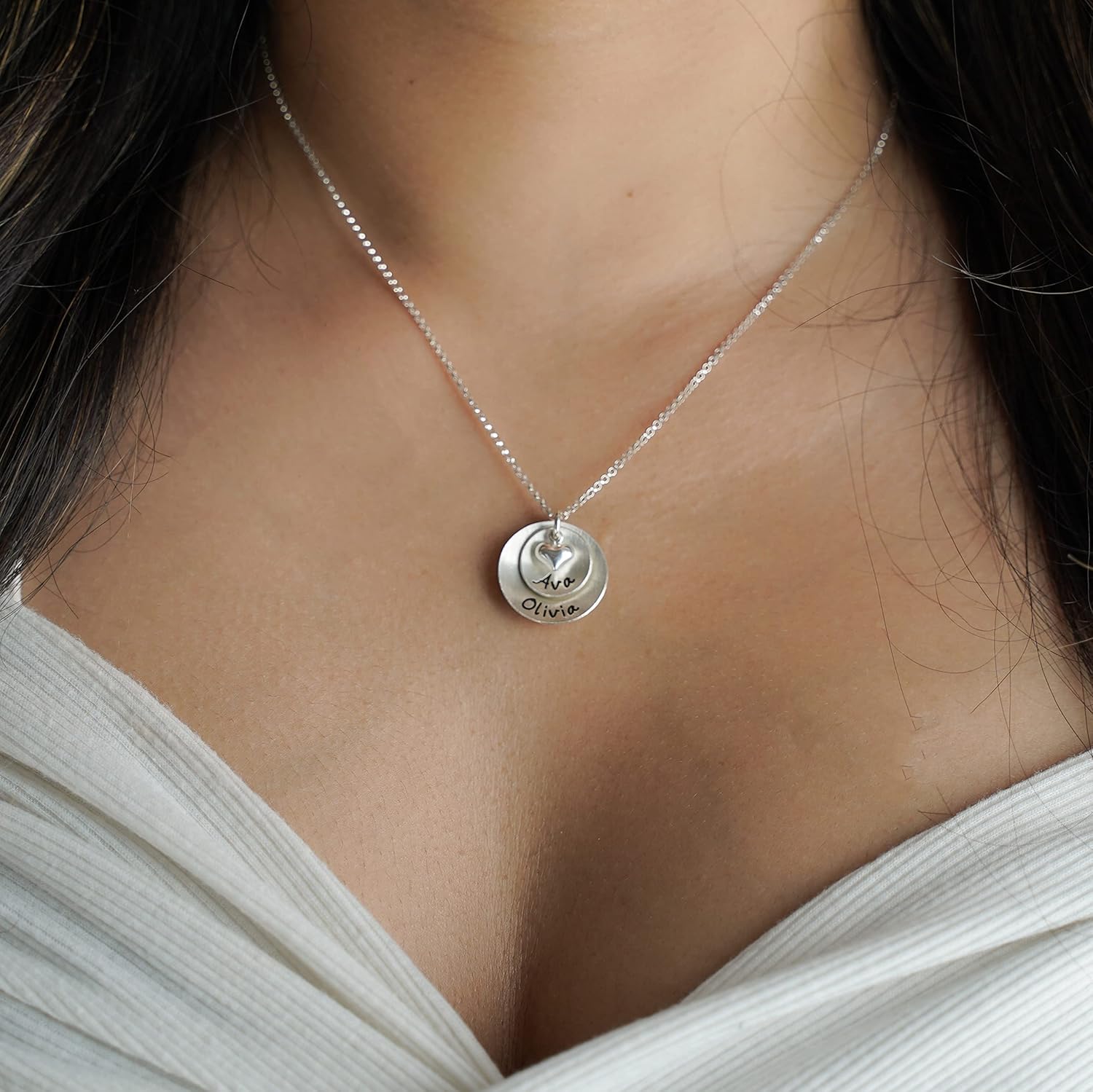 AJ's Collection Lucky Two Necklace Personalized Sterling Silver With 2 names or words of your choice. Sterling Silver Chain