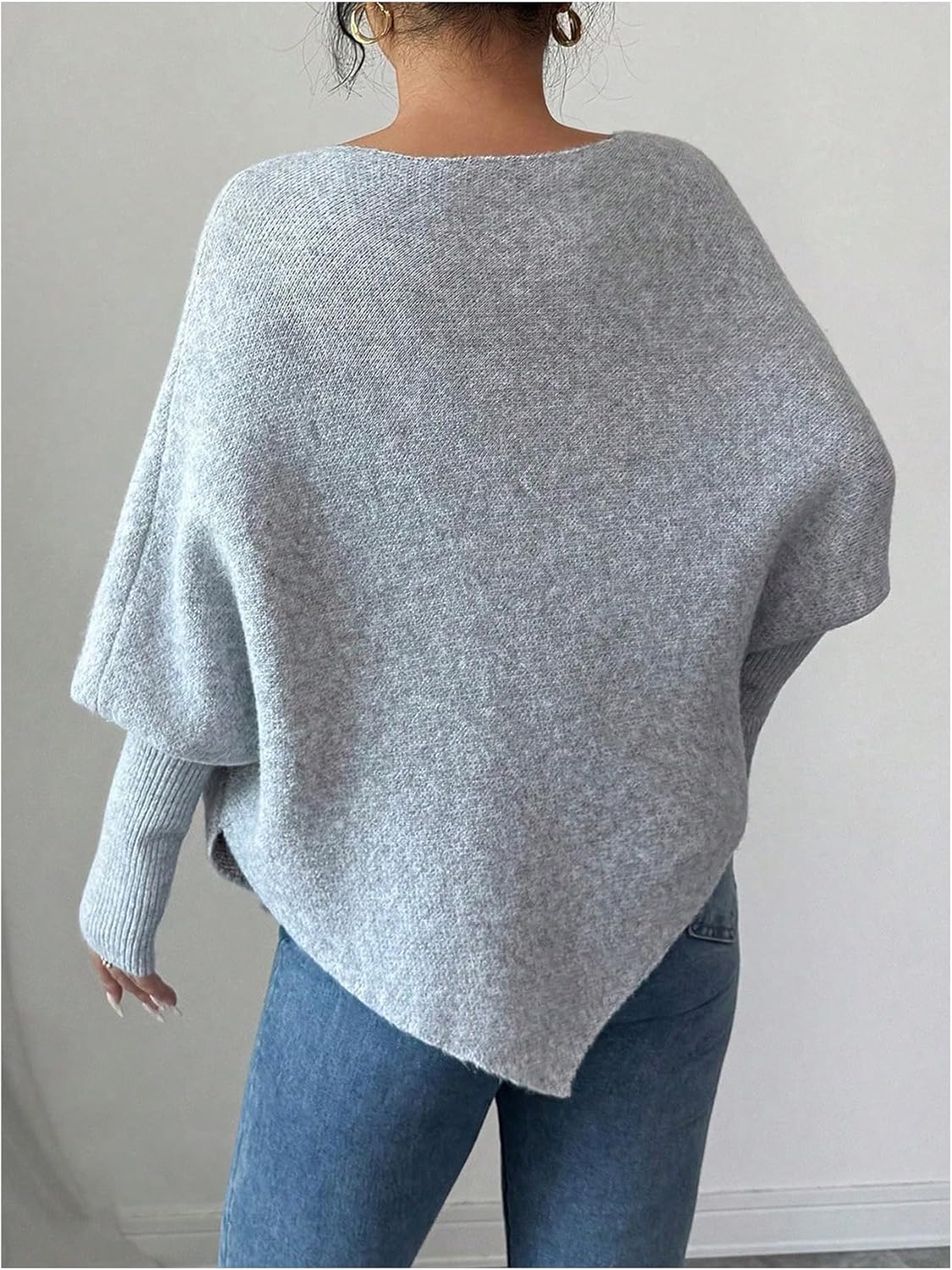 SOLY HUX Women's Floral Sweater Cute Long Sleeve Asymmetrical Knit Pullover Shirts Office Tops