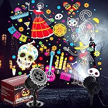 Day of the Dead Projector Lights Outdoor LED Projector Cat Skeleton on Dynamic Waterproof Outdoor Indoor Day of the Dead Projection Patterns Spotlight for Landscape Garden Yard Patio Party