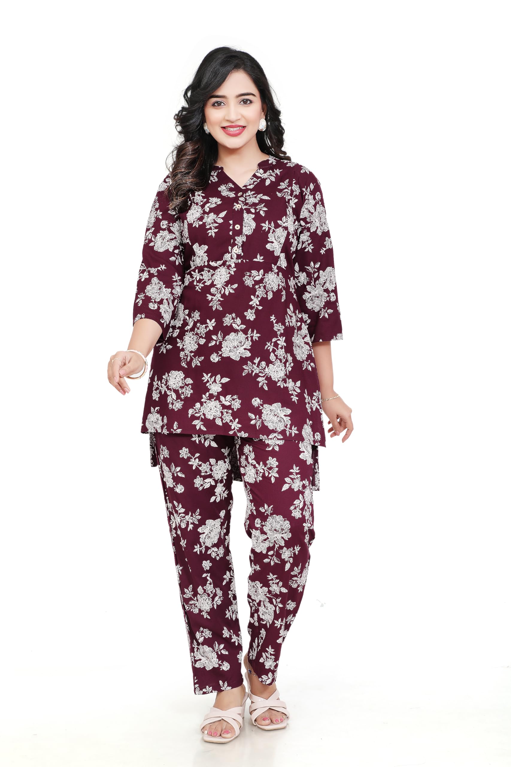 Women's Maternity Kurti for Feeding - Wine - 3XL-image-48