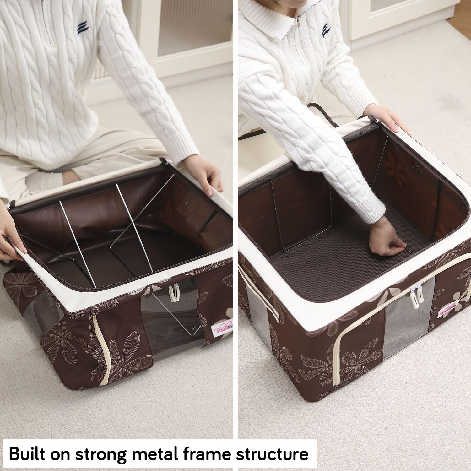 BlushBees Living Box - Storage Boxes for Clothes, Shirts (BROWN, 55 Ltr - Pack of 2) 2