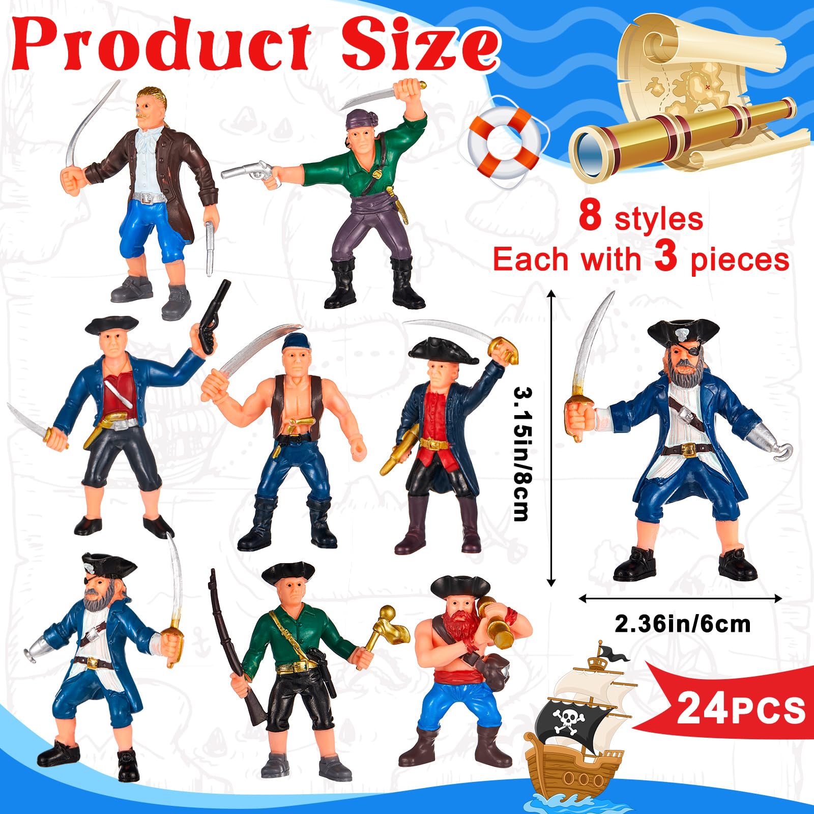 Amazon.co.jp: Rotatingpals 24ピース 海賊アクションフィギュア