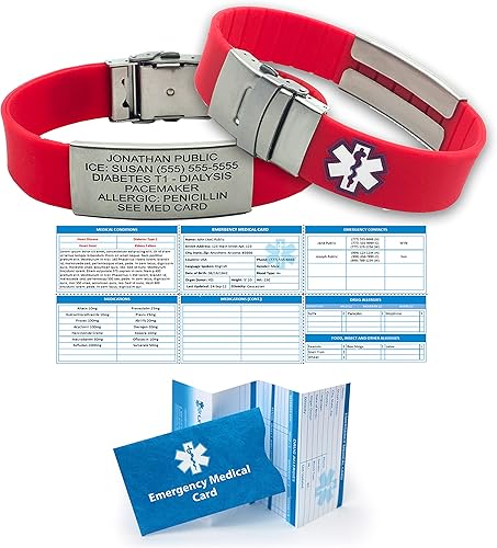 Pulsera médica - Pulsera de identificación - Pulseras de alerta médica para hombres - Pulsera de alerta médica - Pulsera de alerta médica - Pulseras