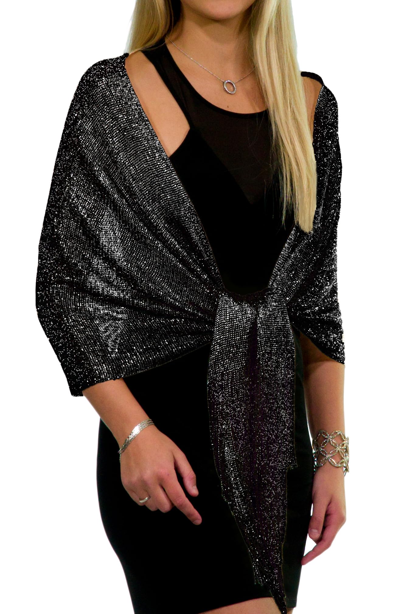 ShineGlitz Shawls and Wraps for Evening Dresses, Metallic Glitter Shawls for Women, Sparkling Wedding Giving Shawl Gift
