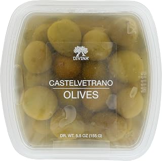 Divina Castelvetrano Olives, 4.6 oz Deli Cup - Mild Buttery Sicilian Green Olives for Cheese Boards & Charcuterie