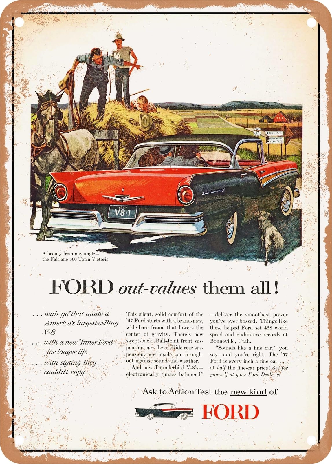 Miaomansenstore Metal Sign - 1957 Fairlane 500 Town Victoria 2 Vintage Ad Home Decor