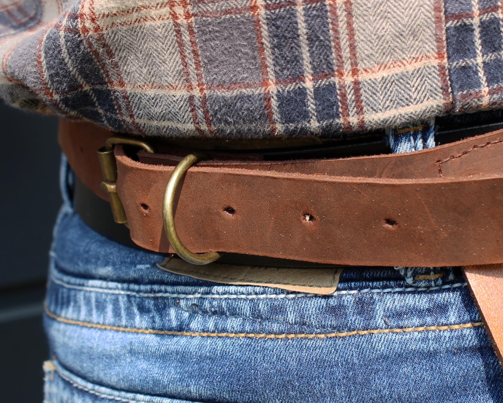 Extra starke Lederschürze | Bundschürze, Schurzfell in cognac braun | Zur Verwendung als Grillschürze, Zapferschürze, Gartenschürze - Echt Leder