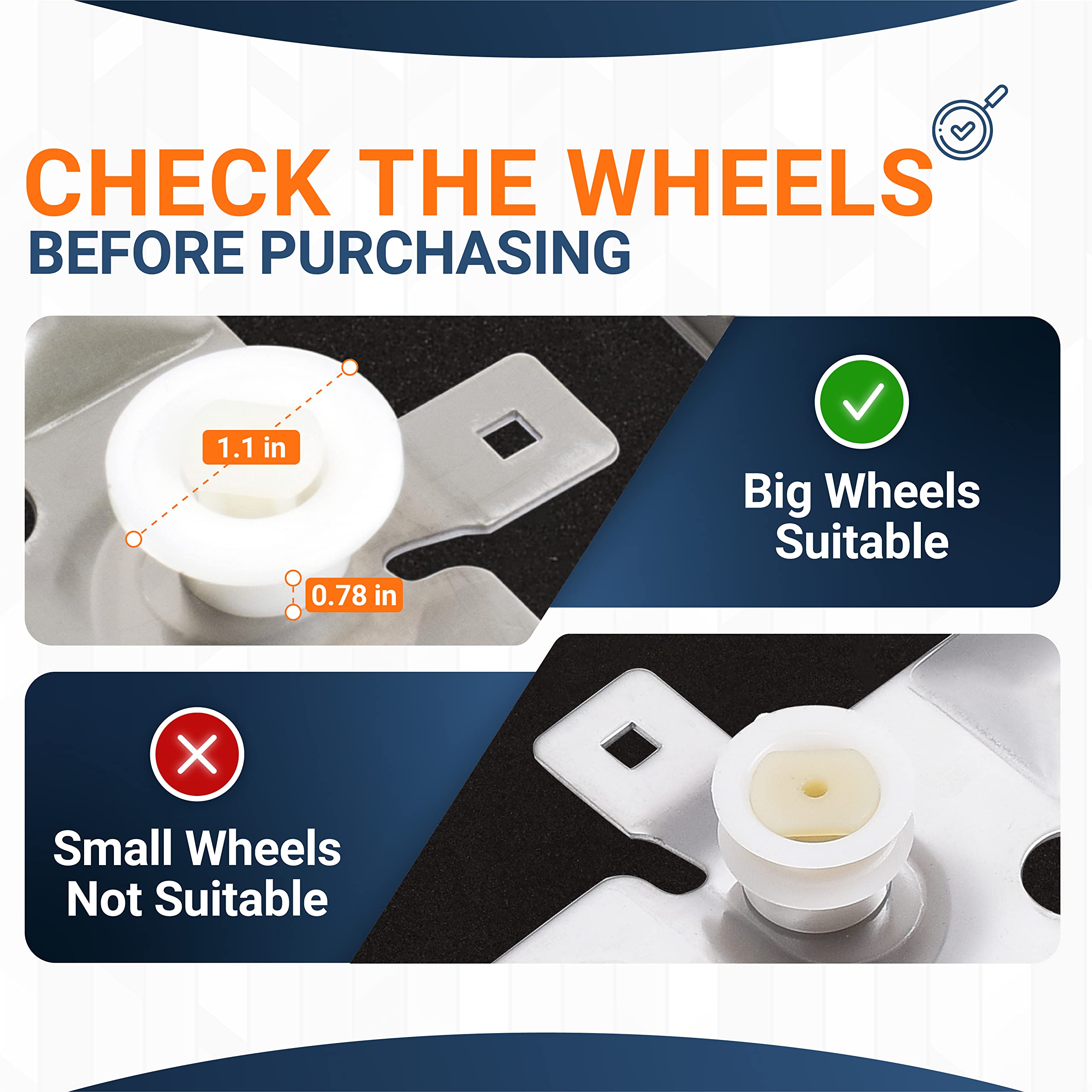 W10712395 Dishwasher METAL Top Rack Adjuster Kit 1.25in Roller ...