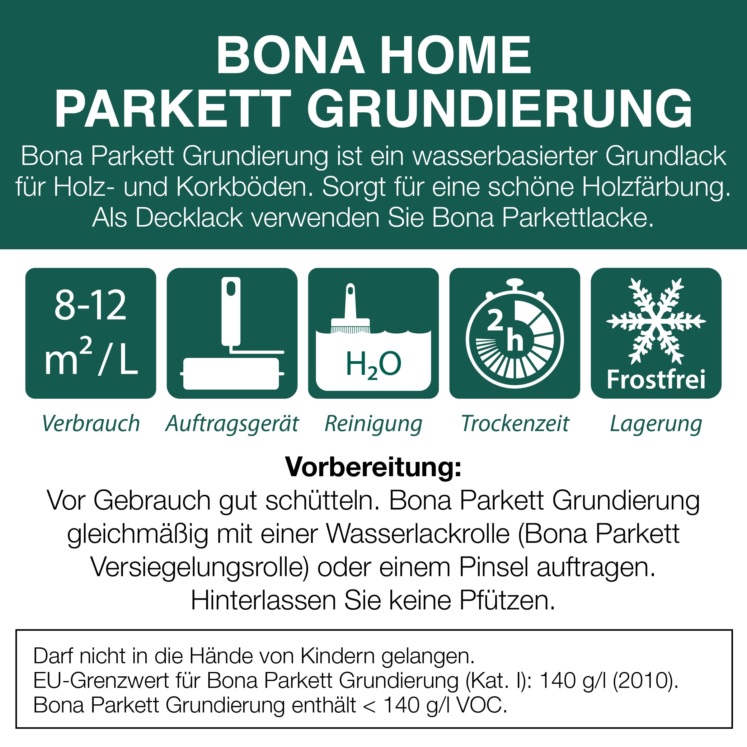 Parkett Grundierung Versiegelung Bona Home Parkettlack 4L, Holzgrundierung | Elastische Holzboden Grundierung, Parkett Dielen, geruchslose Parkett Versiegelung,Parkettlack transparent