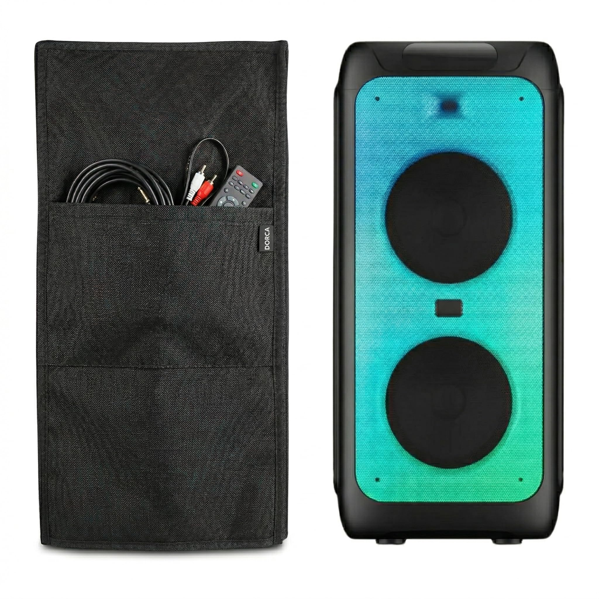 dorca Dorca® Premium Speaker Cover for boAt Partypal 390/400 Speaker | All-Weather Protection with Accessory Pocket | Keep Remote & Cables Organized | Dustproof & Water Resistant | Black-picture-28
