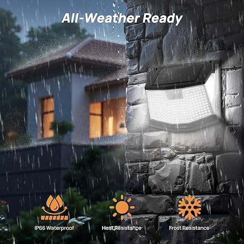 Miniatura 6 de TECKNET 248 luces LED solares para exteriores y sensor de movimiento, paquete de 10, ángulo de 300° y 3 modos de iluminación, luces solares