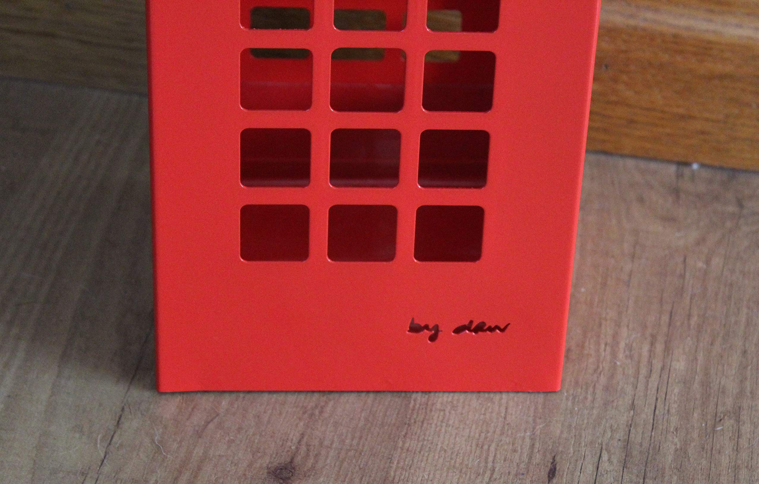 DRW A991012 Portaombrelli Modello Cabina telefonica Rossa, con Ganci, in Metallo, 15,5 x 15,5 x 49 cm