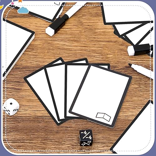 Miniatura 5 de Teling 50 tarjetas multifuncionales de borrado en seco, tarjetas reutilizables en blanco, índice borrable a granel con 5 rotuladores negros para