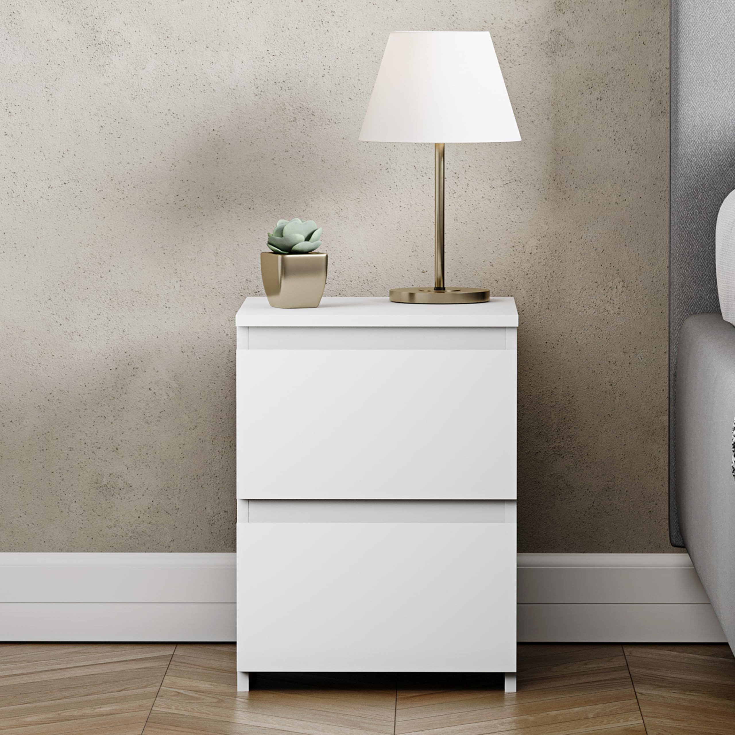 Vida Designs Denver Table de Chevet 2 tiroirs Blanc