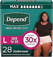 Depend Fresh Protection Women's Incontinence Underwear, Maximum Absorbency Large 38-44" Waist, 28 Ct Bladder Leak Protection