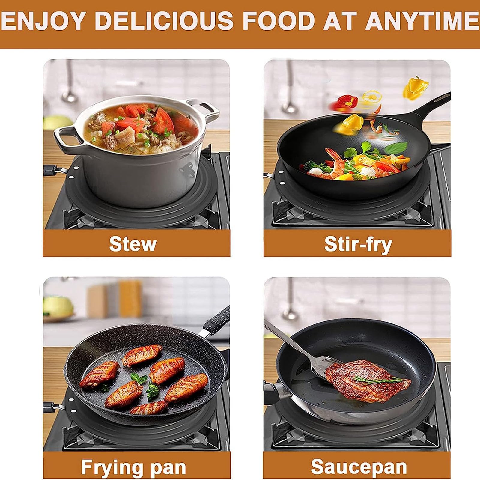 Heat Conduction Plate for Gas Stove, Gas Stove Heat Diffuser Plate Induction Cooktop Adapter Plate Aluminum Non Stick Coating Cookware Simmering Thawing Plate(28cm)