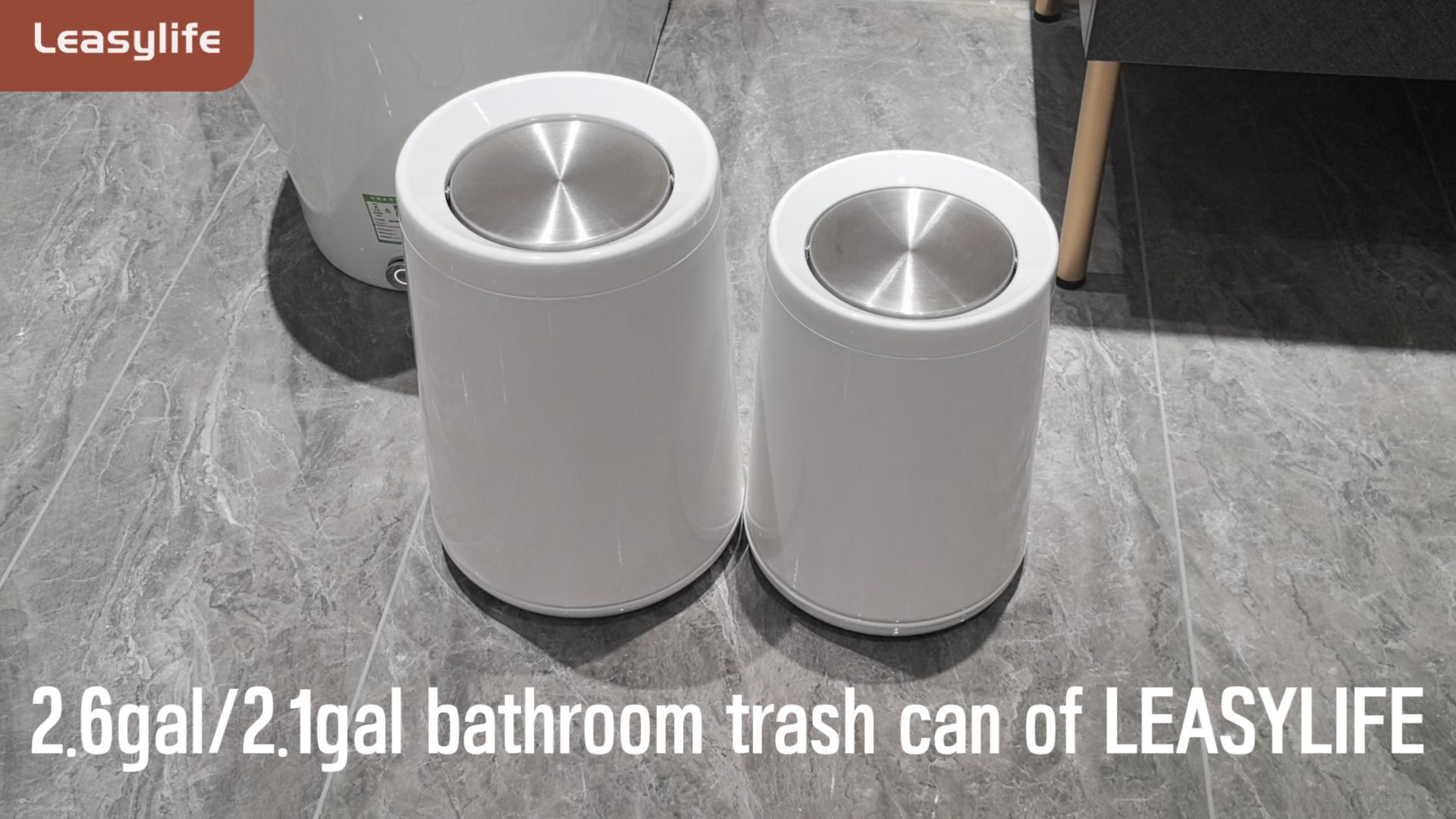 Image of 10 L /2.6Gallen,Swing Lid Trash Can,Metal Garbage Can with Flipping Lid,for Bathroom,Living Room,Bedroom,Hotel,Office, Laundry Room(White)
