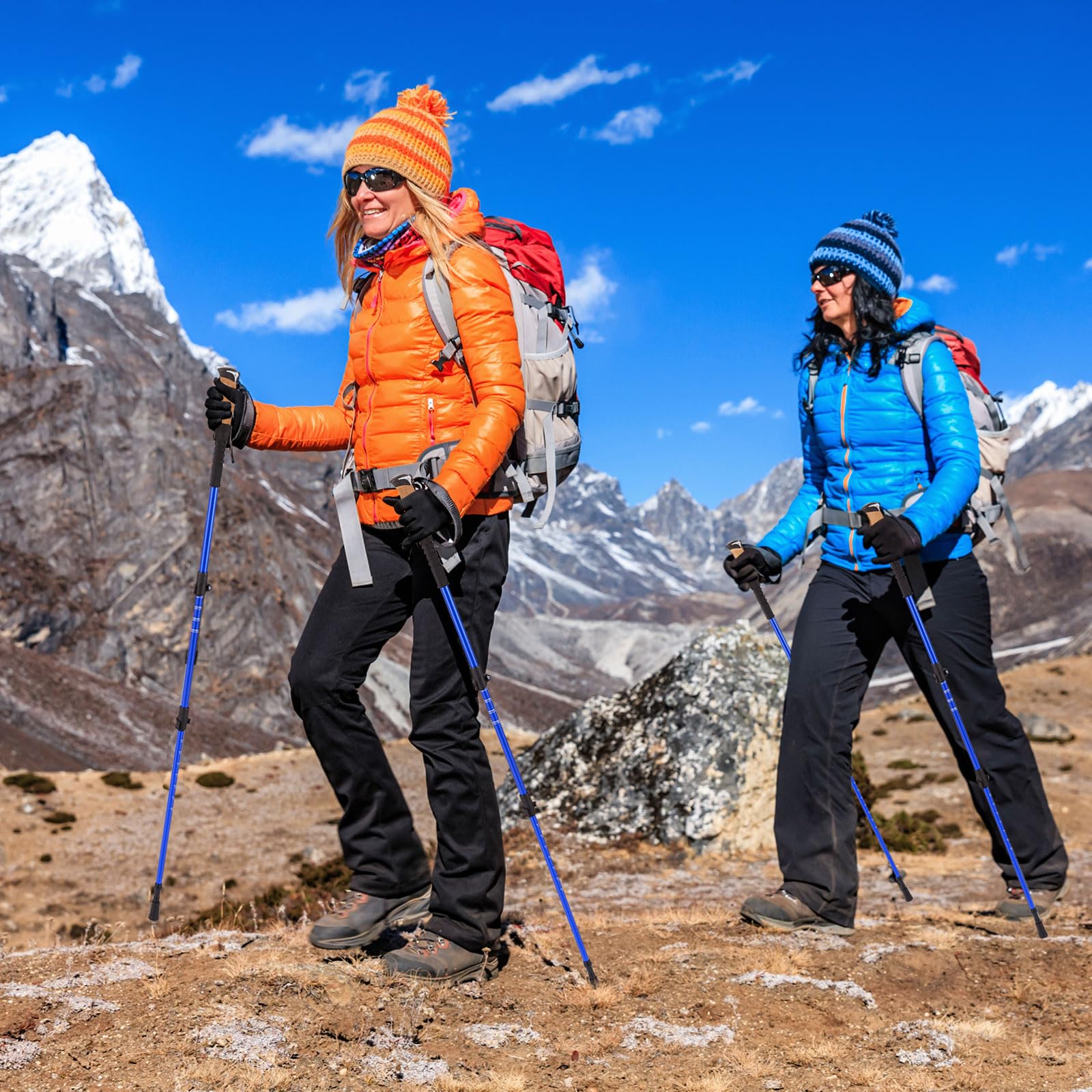 COSTWAY Wanderstöcke Teleskop Aluminium oder Carbon mit Korkgriff, Nordic Walking Stöcke für Damen und Herren, Leichte Trekkingstöcke zum Wandern, Trekking und Skitouren