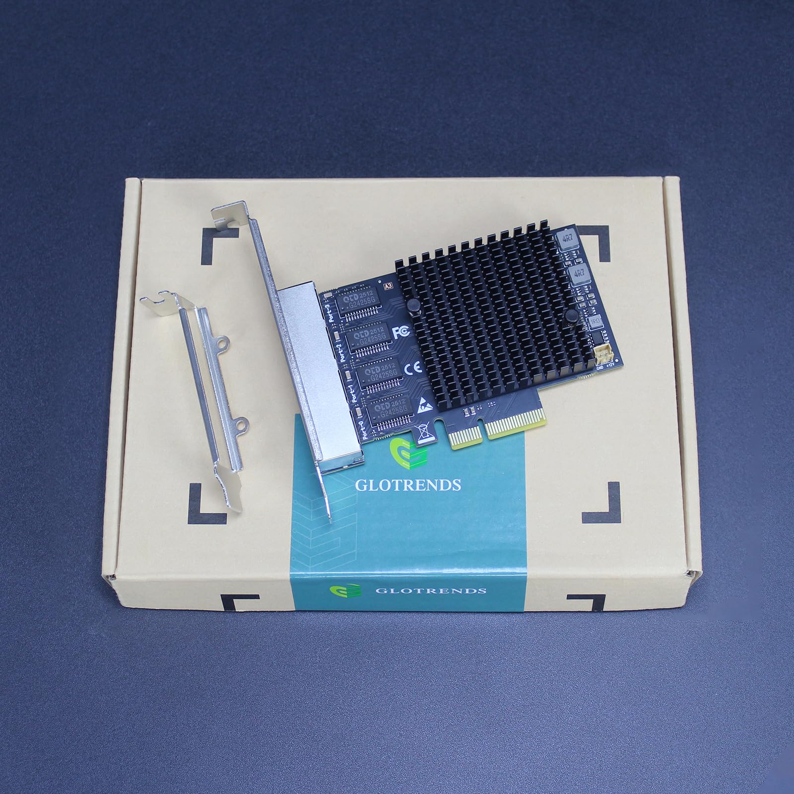 GLOTRENDS LE8245(A3) Scheda di rete a 4 porte Ethernet da 2.5Gb per PC desktop, 4 porte LAN RJ45, interfaccia PCIE X4, staffa standard e a basso profilo