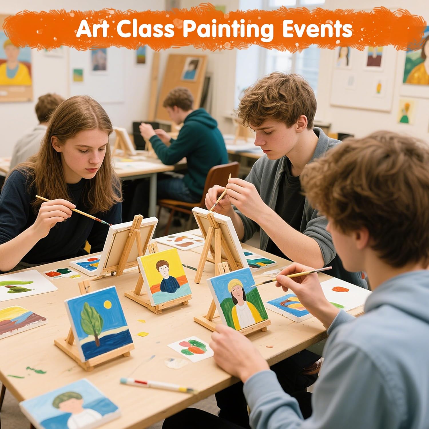 FIXSMITH Mini Stretched Canvas for Painting - 24 Pack 4 x 4 Inch, 2/5” Profile Small Square Canvases, 100% Cotton Blank Canvas, Home Decor Project, Art Supplies for Acrylic Oil Painting - Image 6