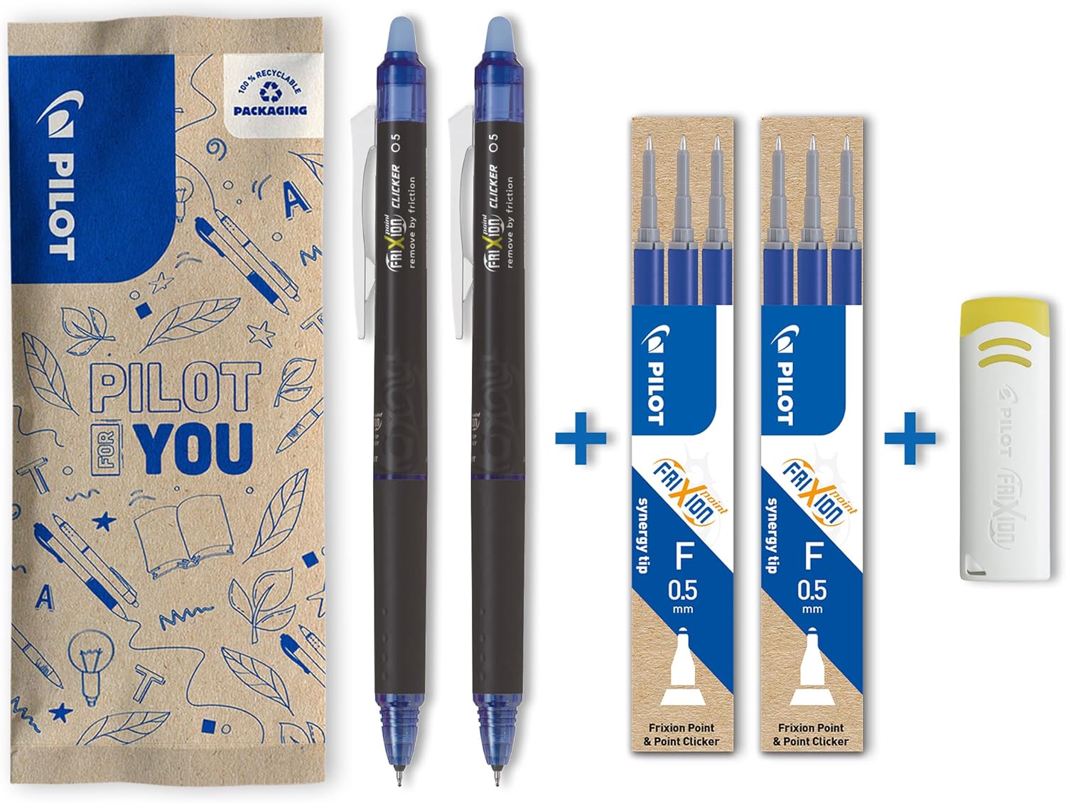 Penne Pilot Frixion Ball Clicker Set 4 - Cancellabili Con Inchiostro Termosensibile, Multicolore | Ideali Per Appunti
