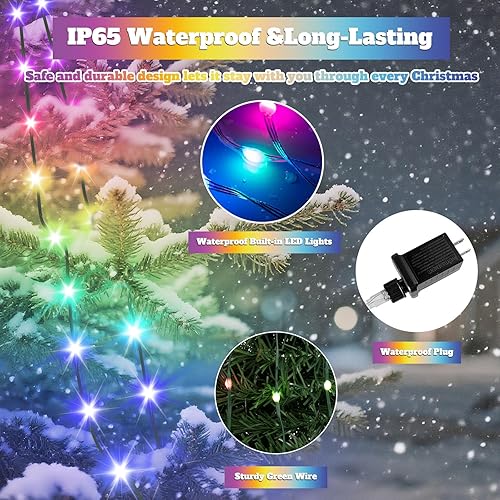 Miniatura 6 de Luces para árbol de Navidad 200 luces LED multicolor con más de 100 modos de luces inteligentes con aplicación, control remoto con sincronización