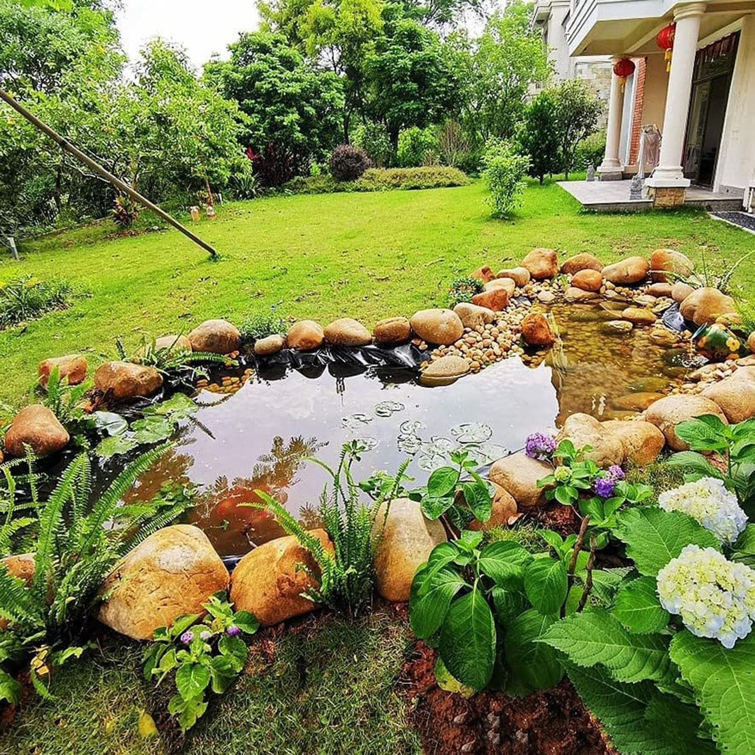 Revestimiento para estanque de 0,12 mm, ideal para fuentes, características de agua y jardines (8,5 x 7 m), resistente al agua, resistente a los rayos UV