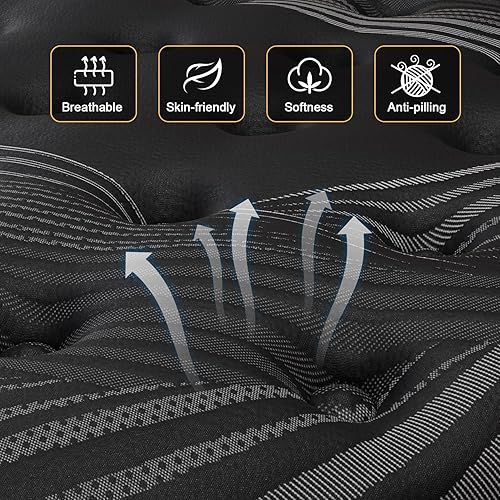 Miniatura 4 de Colchón híbrido tamaño individual de 14 pulgadas, sensación media firme con resortes embolsados y espuma viscoelástica de gel refrescante,