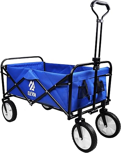 Miniatura 1 de Marco de acero resistente plegable de 150 libras de capacidad para acampar al aire libre, jardín, carro utilitario para patio, color azul