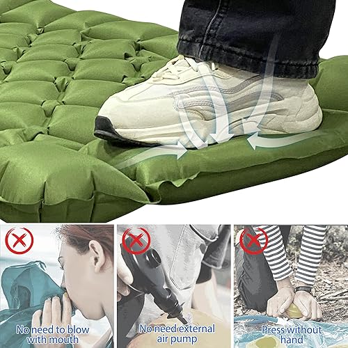 Miniatura 3 de ONTYZZ Almohadilla de dormir ultraligera inflable con bomba de pie incorporada, almohadilla de aire compacta y duradera para acampar para